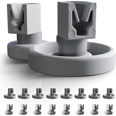Lot de 8 Roulettes universelles pour lave-vaisselle, panier inférieur et supérieur, installation facile, accessoires gris