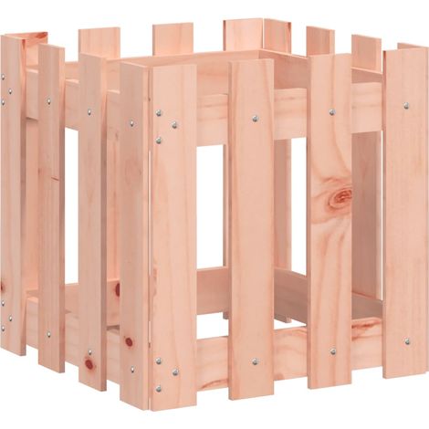 Jardinière bac lit surélevé plantes fleurs terrasse jardin avec design de clôture 40 x 40 x 40 cm Douglas massif marron