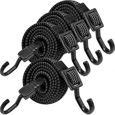 Sangle élastique réglable de 100 cm avec crochets, 4 rallonges avec crochets, pour porte-vélos et motos. (1/4)