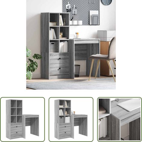 Bureau moderne - Bureau avec tiroir 2 pcs Gris Sonoma (1/5)