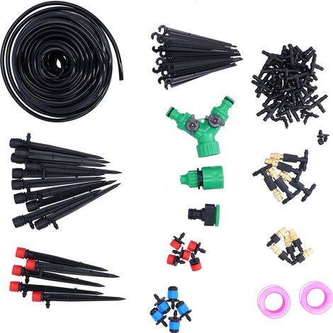 25 m Mikro-Tropfbewässerungsset für Gärten, automatisches Bewässerungssystem für Pflanzen, Komplettset mit Zubehör, Gartenschlauch, präzise Pflanzenbewässerung (1/5)