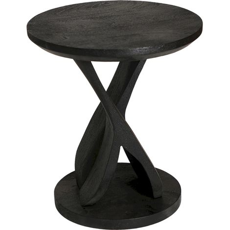 Table d'appoint ronde en bois de manguier noir - noir (1/5)