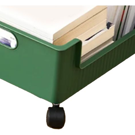 Boîte de rangement pour livres à roulettes, boîte de rangement pour sac à dos sous le bureau d'un dortoir étudiant, panier de rangement de bureau, boîte à livres pour salle de classe, vert foncé. (1/5)