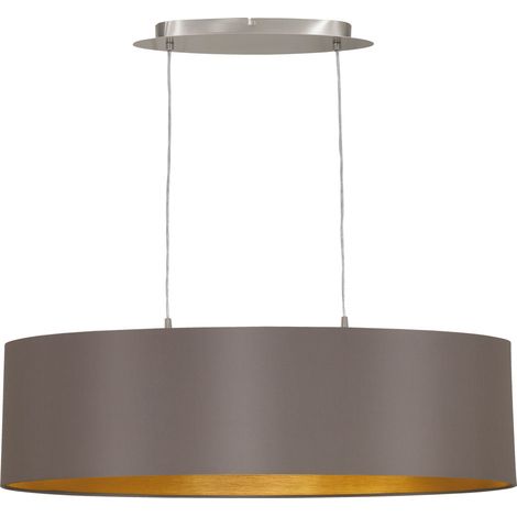 Pendelleuchte 78x22x110 cm aus Metall und Stoff in Cappuccino und Gold mit verstellbarer Höhe - Eglo Maserlo (1/4)