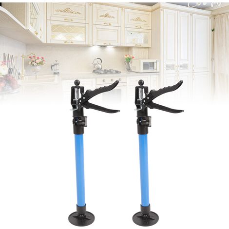 Verkauft im 2er-Set, universelle Wandbefestigungsstange mittelblau von 50 bis 115 cm für Küchenschränke und -regale, Hebe- und Teleskopstütze zur Montage von Küchenschränken und -regalen. (1/5)