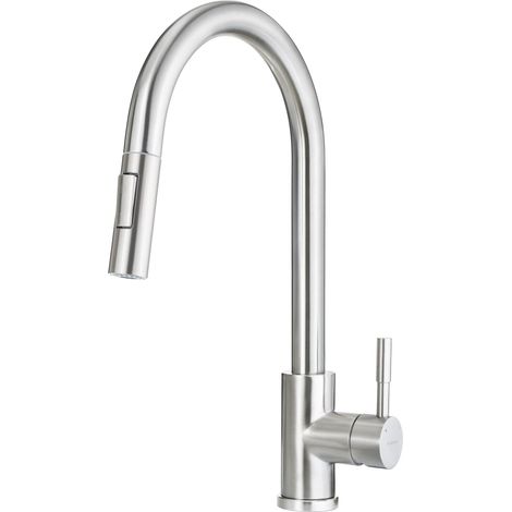 Mezclador de fregadero de cocina de acero inoxidable cepillado con ducha extraíble de doble chorro DEANTE LIMA BBMF72M  acero inoxidable cepillado (1/5)