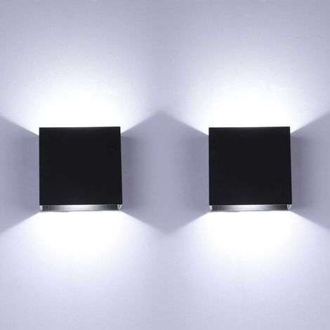 LED Wall Light Indoor Modern Aluminum Wall Light for Living Room Bedroom Bathroom Kitchen Dining Room Cool White and Black 2 Pack (1/5)