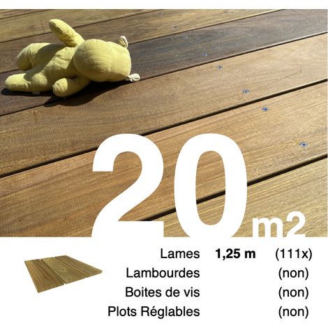 Planches de terrasse bois exotique IPE pour 20 m² • Longueur 1,25 m • Livraison gratuite