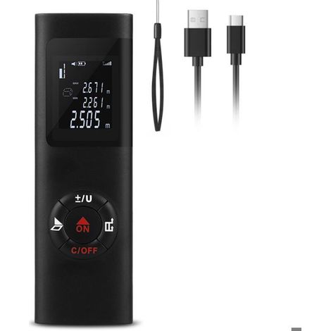 Télémètre laser - PZCC - 60m - Précision 2 mm - Rechargeable USB - IP54
