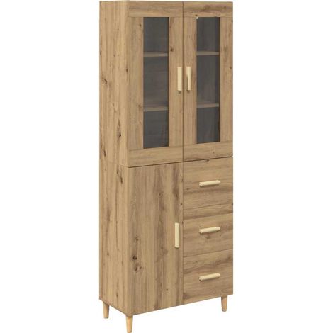 Aparador alto con cajón Roble artesanal 69,5 x 34 x 180 cm vidaXL