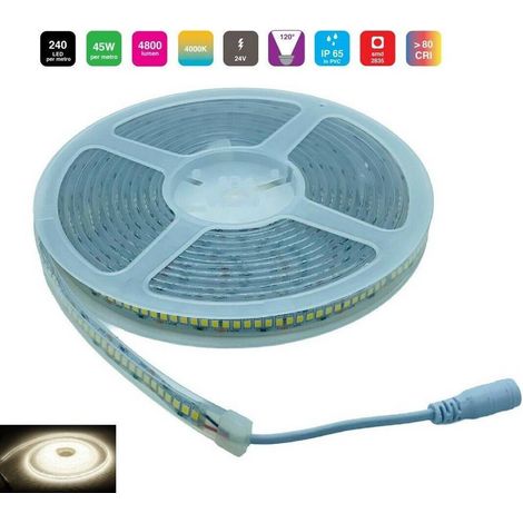 TrAdE Shop Traesio - Striscia Led 24v Impermeabile Ip65 Con 1200 Led Luce Naturale 4000k Da 45 Watt - (1/5)