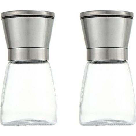 Moulin à poivre en acier inoxydable, moulin à sel et à épices manuel, salière et poivrière, broyeur à épices et herbes, 2 pièces (1/5)