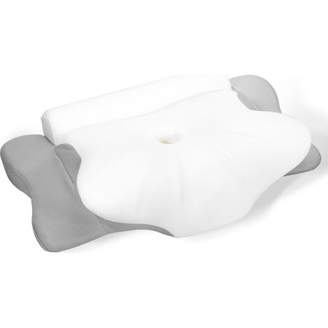 Coussin de positionnement latéral en mousse à mémoire de forme - Oreiller ergonomique 2 en 1 - Coussin de nuque et coussin de nuque orthopédique - Convient pour les douleurs au cou - Gris (1/5)