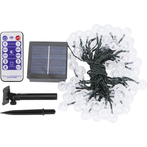 Guirlande lumineuse solaire 60 LED étanche 10m pour décoration de fête et jardin