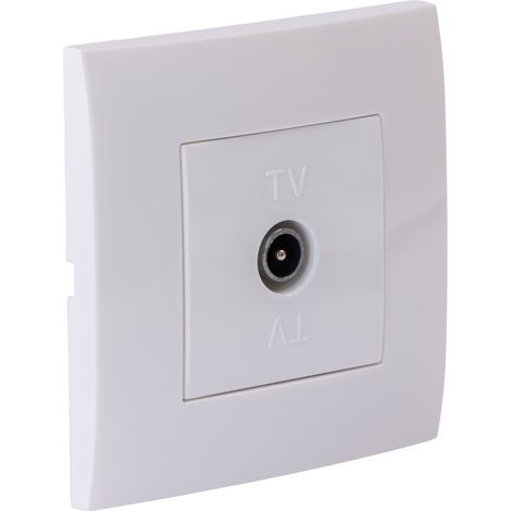 Prise TV mâle encastrée + plaque de finition Kalya - Blanc - Zenitech