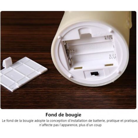 Bougies LED,bougie ledflamme vacillante, Lot de 3 Avec Vacillement desFlammes Tres Realiste, bougie blanche (1/4)