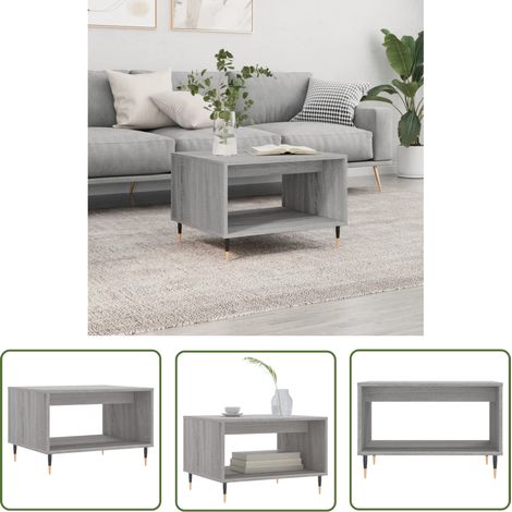 The Living Store Table basse sonoma gris 60x50x40 cm bois d'ingénierie - Table Basse - Meuble Salon - Table D'appoint - Table Design - Table Ronde (1/5)