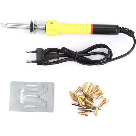 Electric Engraving Wood Burning Pen Tips Tool Set Pyrography EU Plug 220V (Yellow)