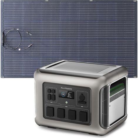 Portable Power Station, Solar Generator 2016Wh LiFePO4 with 200W Flexible Monocrystalline Solar Panel for RV, Home Backup, Emergency, Outdoor Camping Allpowers R2500 (1/5)