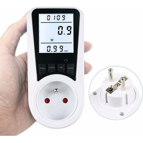 Wattmètre Prise, Compteur d'énergie AC 230V Compteur de Consommation d'énergie, Prise de Moniteur d'utilisation de l'électricité avec écran LCD - Prise France,Oi-FRIS, Oi-FRIS (1/4)