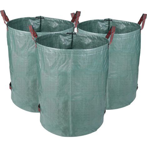 Wiederverwendbarer Gartensack 272 l, 3er-Set reißfeste Pflanzensäcke, strapazierfähiger Gartenabfallsack aus Polypropylengewebe, faltbar (1/5)