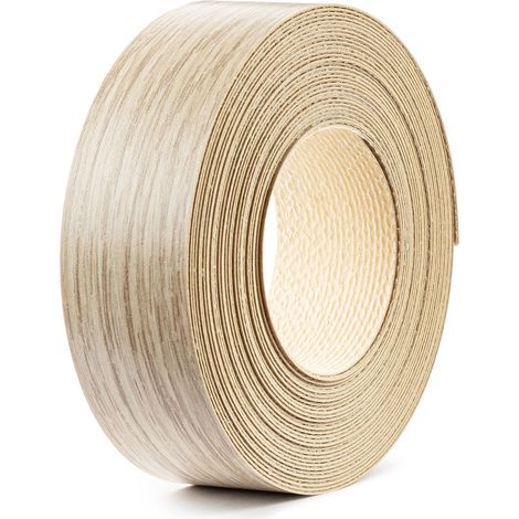 1x Bande de Chant Thermocollant 21mm x 5m Epaisseur 0,50mm Mélaminé Facile à Appliquer Bricolage Étagère Meuble Panneau Bois Durable, chêne estana clair (1/4)