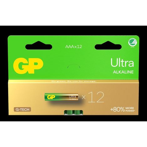 GP Ultra Alkaline AAA-Batterie, 24AU/LR03, 12er-Pack