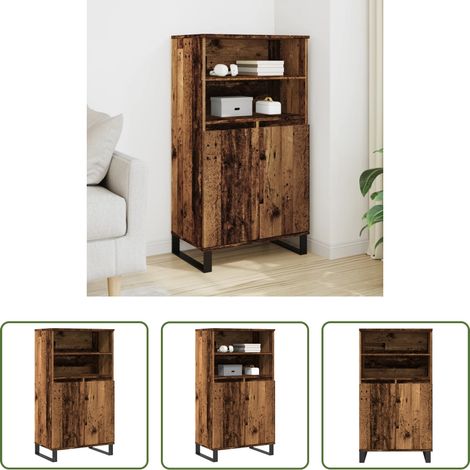 Altholz Optik - Highboard Altholz-Optik 60x36x110 cm Holzwerkstoff (1/5)