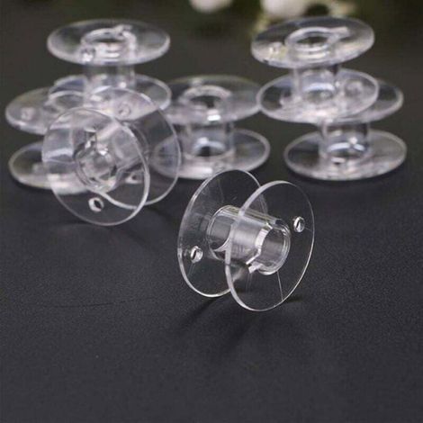 Canette - Plastique Transparent - 21,4 x 11,4 mm - Diamètre 6,2 mm - Pour Machine À Coudre - 60 Pièces (1/4)