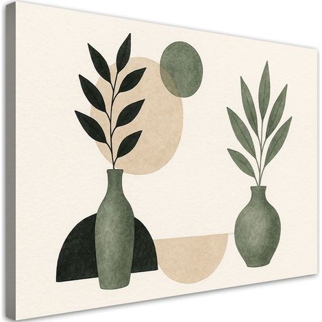 Tableau déco Vases Vert Minimalisme Beige Botanique 60x40 (1/5)