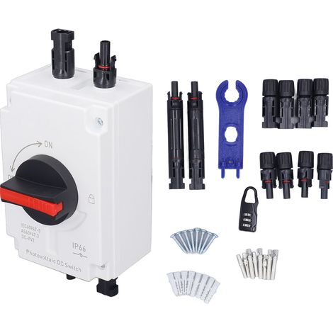 Interrupteur de déconnexion solaire 4P IP66 étanche DC1200V 40A, sectionneur photovoltaïque pour système électrique extérieur (1/5)