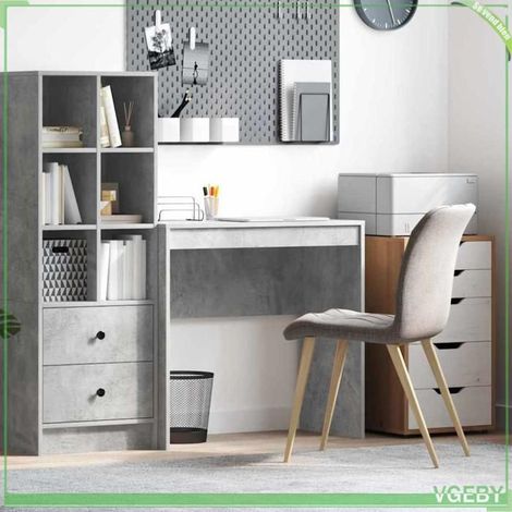 Bureau - ABI - Gris béton - 80 x 40 x 76 cm - Bois d'ingénierie - Design moderne (1/5)