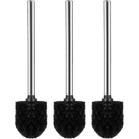 Brosse de toilette premium noire avec manche en acier inoxydable (1/4)