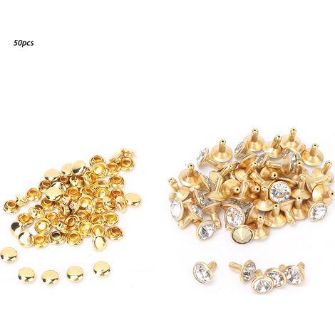 50PC Rivets Cristal 8mm Strass Décoratifs DIY Cuir Chaussures Vêtements Clous (Cristal Blanc) (1/5)