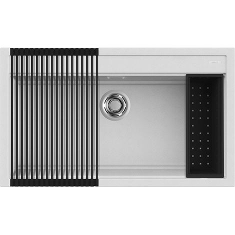 Lavello Elleci Incasso 1 vasca 86x51 Best 360 Bundle Granitek Bianco LGB36068K2 (1/3)