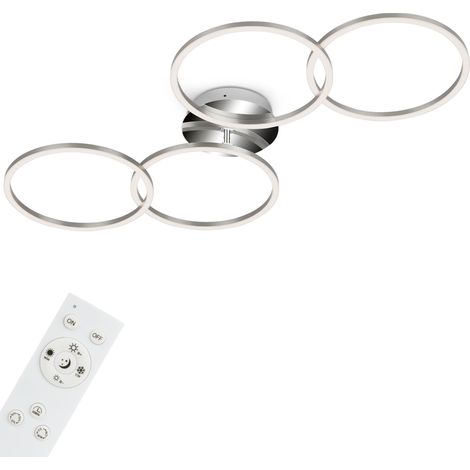 Plafonnier LED avec télécommande, dimmable, réglable du blanc chaud au blanc froid, lampe LED, plafonnier, lampe de chambre à coucher, lampe de cuisine, 95,8x53x10 cm, couleur aluminium (1/5)