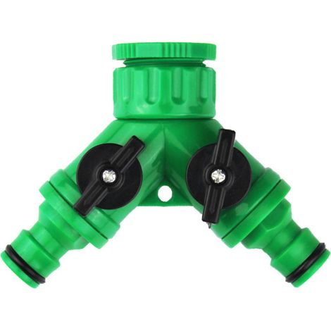 Wasserverteiler 3-Wege 1 Zulauf 2 Ausläufe Wasserhahn-Adapter für Waschmaschine und Garten DN15 DN20 Kunststoff (1/5)