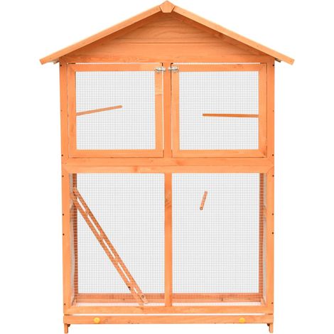 vidaXL Jaula para pájaros madera maciza pino y abeto 125,5x59,5x164 cm (1/2)