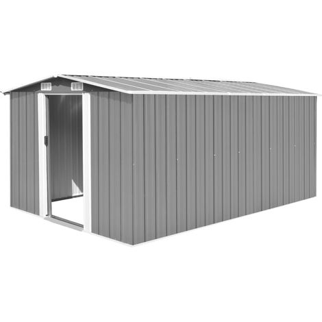Abri de jardin Cabane de jardin - 257x392x181 cm Métal Gris BV582904 - BonneVie (1/5)