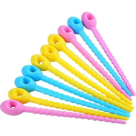 Packung mit 50 farbenfrohen, wiederverwendbaren Silikon-Taschenclips für Kabel und Aufbewahrungszubehör.