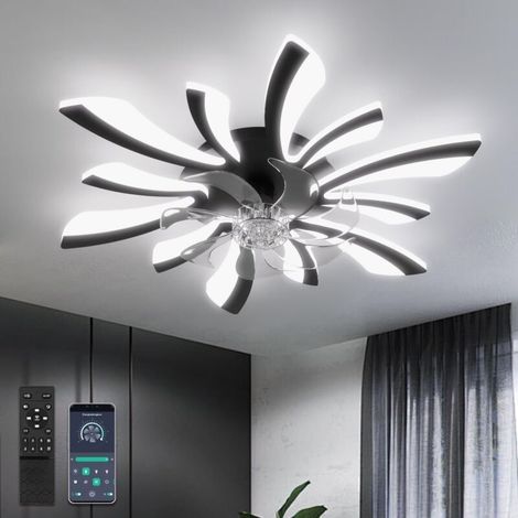 78cm Ventilateur de Plafond avec Lumière et Télécommande Grand Luminaire Ventilateur Plafond Dimmable 6 Vitesses