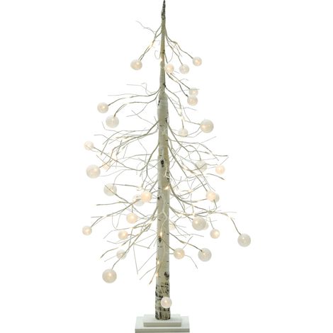 Artificial Christmas Tree White Synthetic Material 122 cm LED Lights Outdoor & Indoor Traditional Style Holiday Decor HOLAR