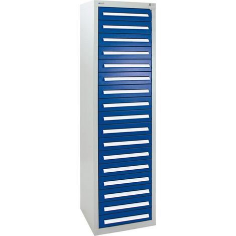 Stumpf Schubladenschrank Serie T-100/35-5, 17 Schubladen enzianblau (17x100mm) (1/3)