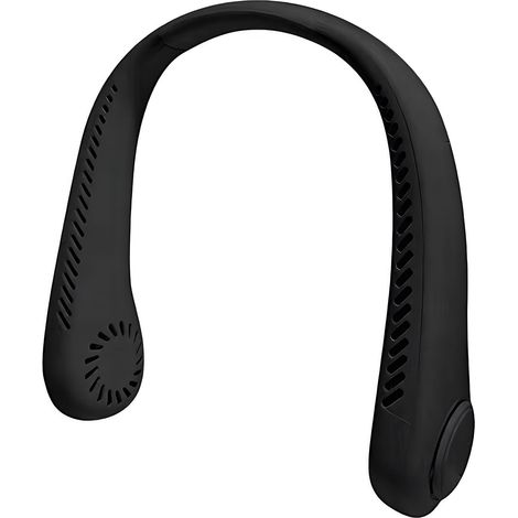 Ventilateur tour de cou noir avec chargement USB sans pales - Ventilateur silencieux - Haute puissance éolienne et refroidissement - Longue durée de vie de la batterie - Sans danger pour les (1/5)