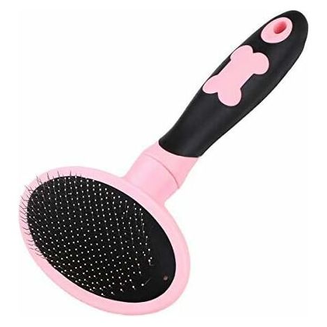 Dog and Cat Grooming Brush Dog and Cat Comb with Long and Short Bristles-Pink (1/5)