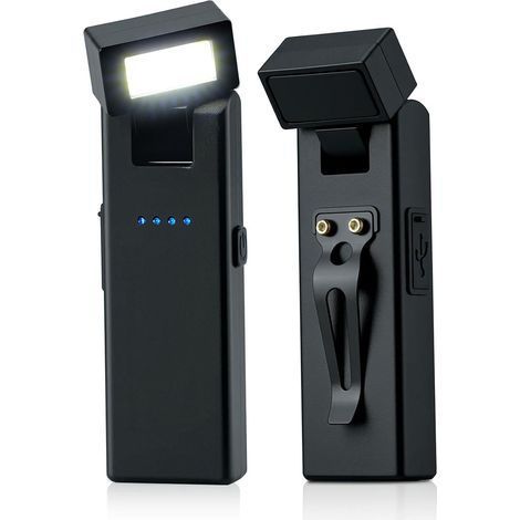 Lot de 2 lampes LED à clipser pour la course à pied - Lampes avec indicateur de batterie et aimant - Rotation à 180° - Accessoire idéal pour la course à pied et les promenades avec votre chien. (1/5)