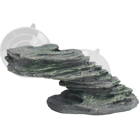 Plateforme d'escalade pour tortue, en résine, imitation roche d'aquarium, avec ventouse pour reptiles et lézards. (1/5)