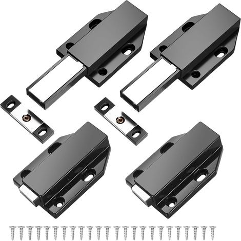 4PCS Mécanisme de Pression pour Ouverture de Porte, Bouton pour Porte automatique Placard Ouvre à Ressort Système Fermeture Meuble sans Poignée Loquet pour Armoire Tiroir avec Vis (1/5)