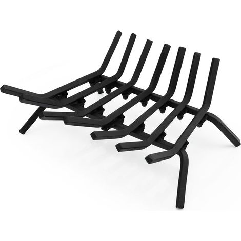V Shape Fireplace Grate Heavy-Duty Iron Fireplace Log Holder w/ Seven Steel Bars (1/5)
