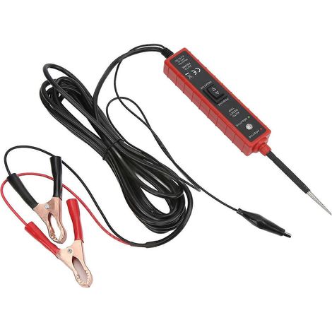 Testeur électrique automobile avec protection contre les courts-circuits, câble de 4 m, rouge, 6–24 V CC